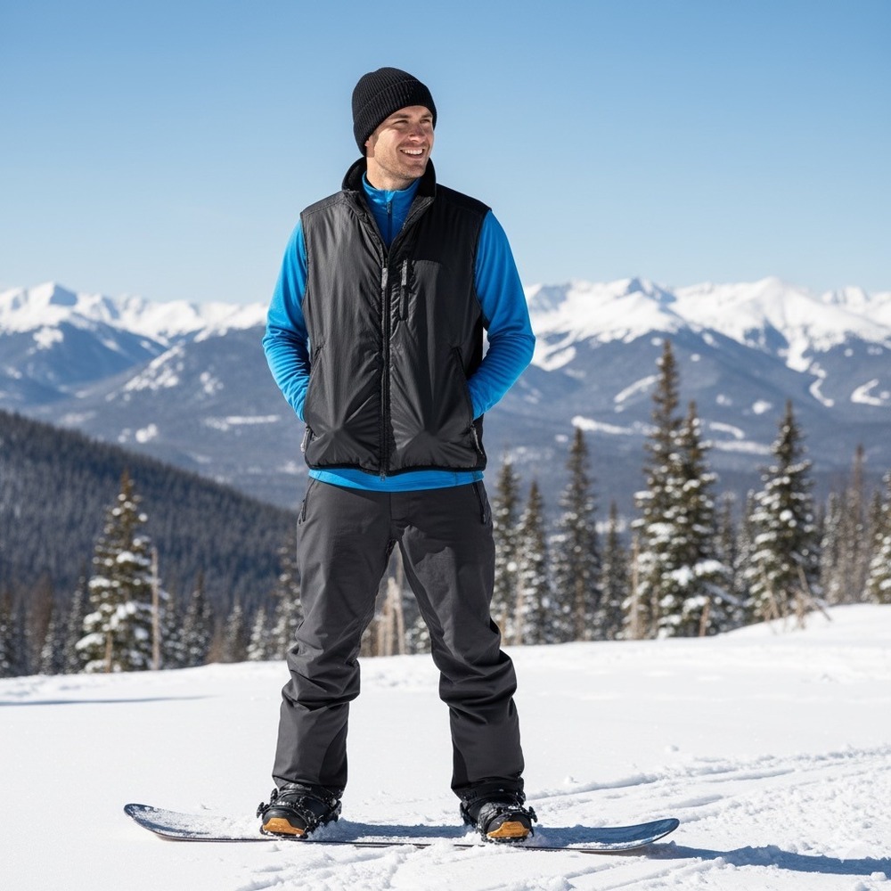 Burton Snowboard Heater Vest Men Medium Fleece Nylon Pockets Black‎ Ski Outdoors